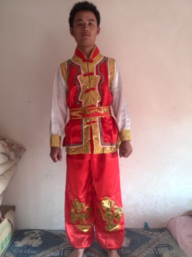 少数民族男装秧歌服装/龙灯服打鼓腰鼓服/舞蹈表演演出舞台服装红