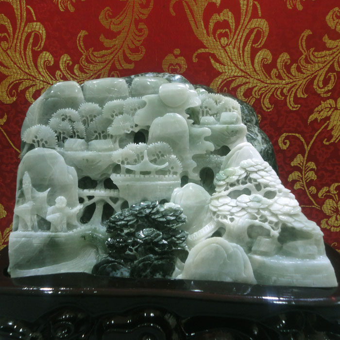 玉如意 南阳独山玉摆件精雕透水黑白料南阳独玉摆件仙人指路2