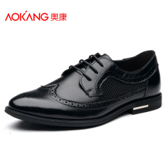 Aucom authentic men shoes new pointy lace low Brock men's shoe business carved men shoes