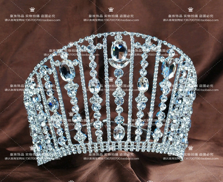 皇族欧美风绿宝石男女大皇冠发饰头饰婚庆舞台表演选美模特包邮