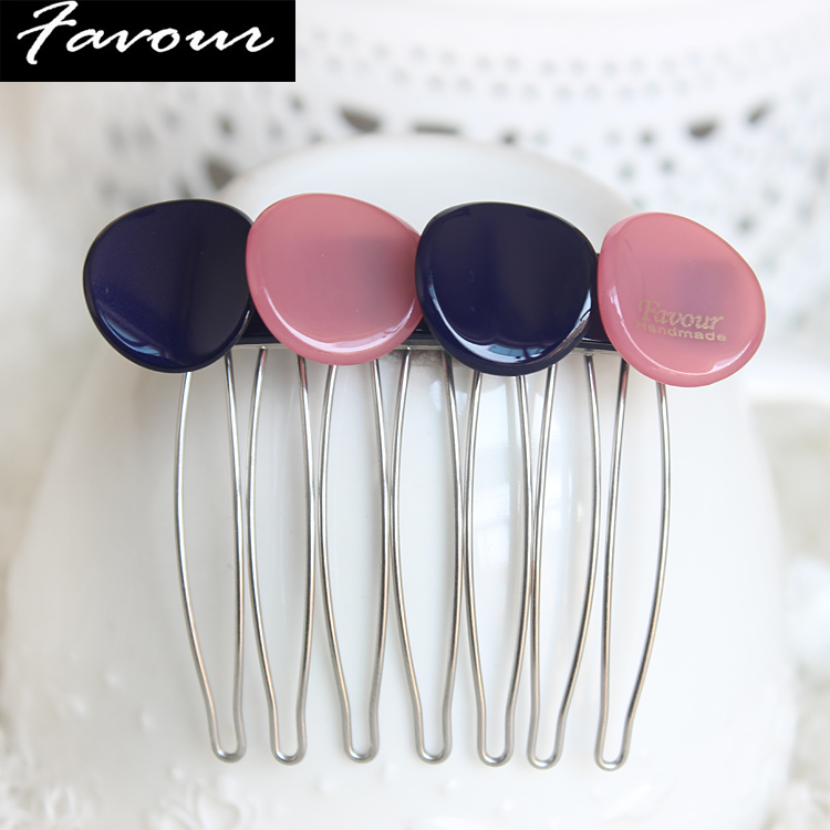 正品FAVOUR风之彩亚克力高档发饰 韩版AZ糖果色发梳插梳 刘海发梳