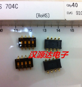 原装全新进口厂家拨码开关4位 贴片 2.54MM SMS704C  黑色度金脚