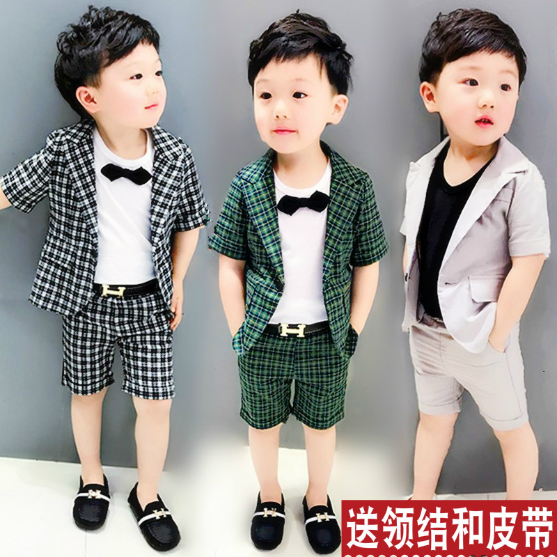 童装夏装儿童男童西装短袖套装西服短裤两件套礼服套装西装短袖潮