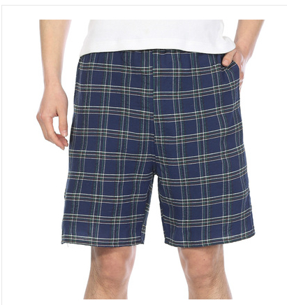 格子纯棉男士中老年速干五分裤