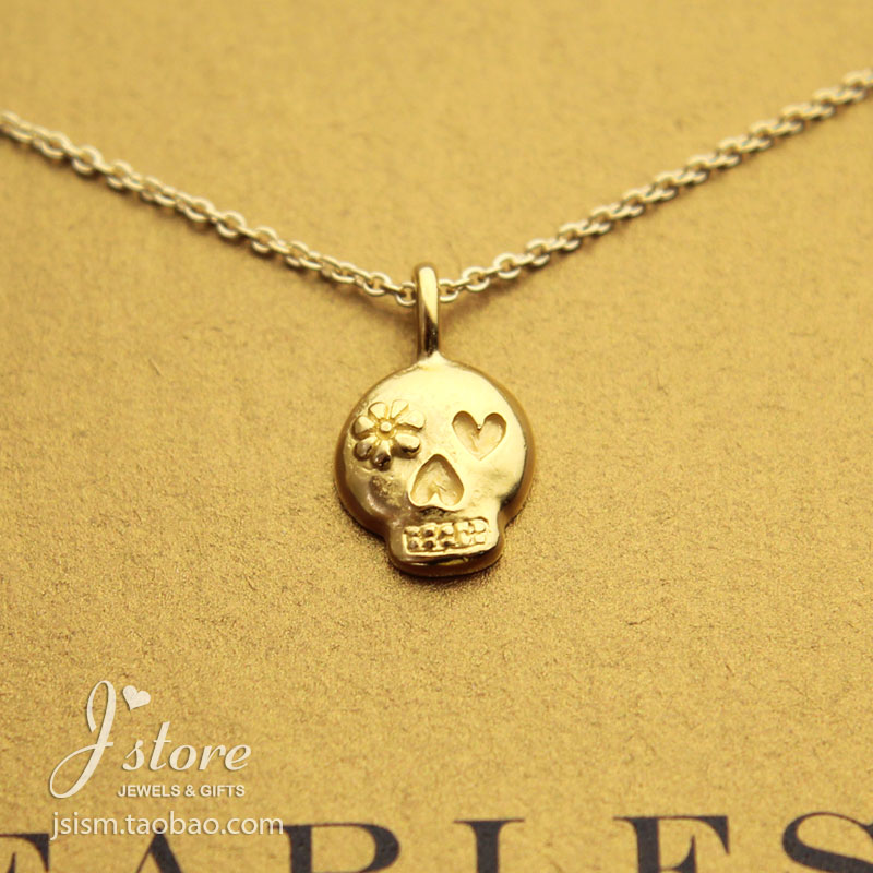 dogeared美国925银骷髅镀金链