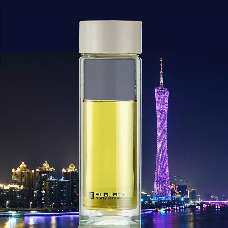 富光超大容量双层玻璃杯茶杯680-900ml大号水杯子带盖水晶泡茶杯