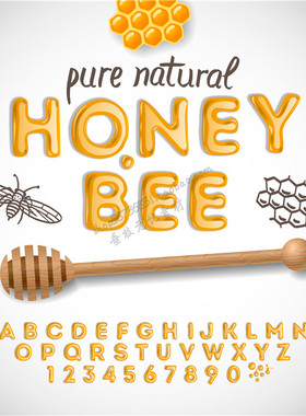A1694矢量蜂蜜风格英文字母图案字形 AI设计素材