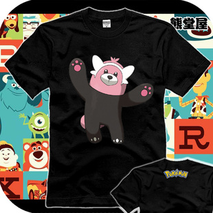 童偶熊穿着熊口袋妖怪精灵宝可梦太阳月亮动漫纯棉衣服短袖T恤