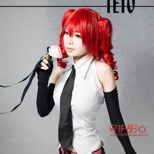 {甜心家}包邮VOCALOIDV家重音テトTETO红色分体式马尾cosplay假发