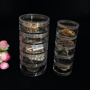 样品透明5连体瓶塑料圆形盒散珠水钻分装盒美甲片包装盒试用分装