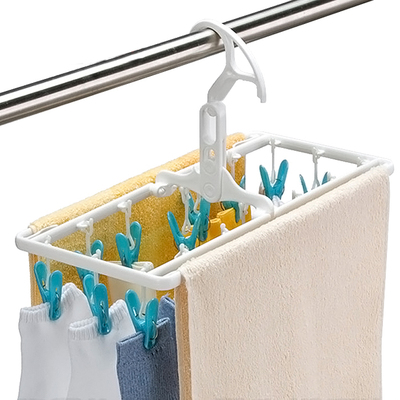 【日本aisen】可折叠旅行便携式小衣架 袜子夹 16个夹子 36个夹子