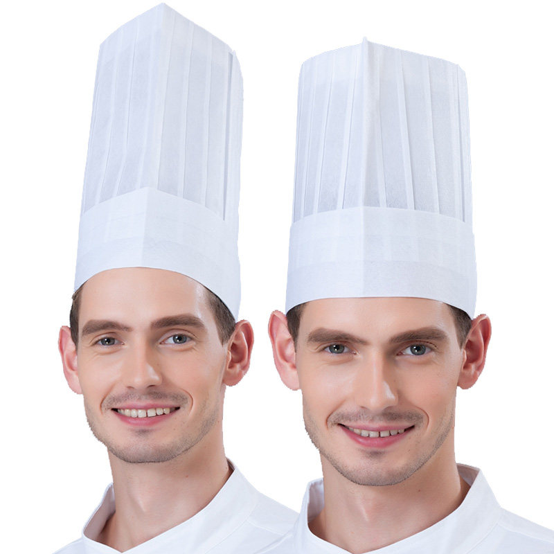 厨师纸帽 无纺布高帽 中帽 一次性帽子 男女通用厨师帽工作服帽子