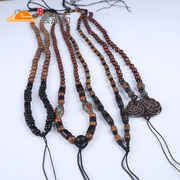 Yun Gaishi S925 silver ebony natural Scrubs agate pendant rope lanyard necklace handmade jewelry DIY accessories