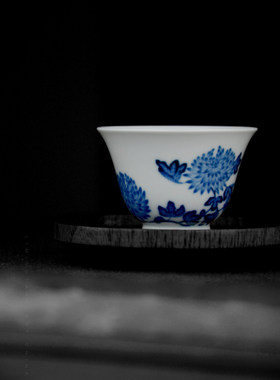 【立明堂】精致 民初那优雅与细腻的画风【依窗听菊】仰钟杯售罄