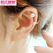 Empress pink genuine Pearl ear bones clip ear jewelry simple single pierced ear ear clip-free button Stud Earrings