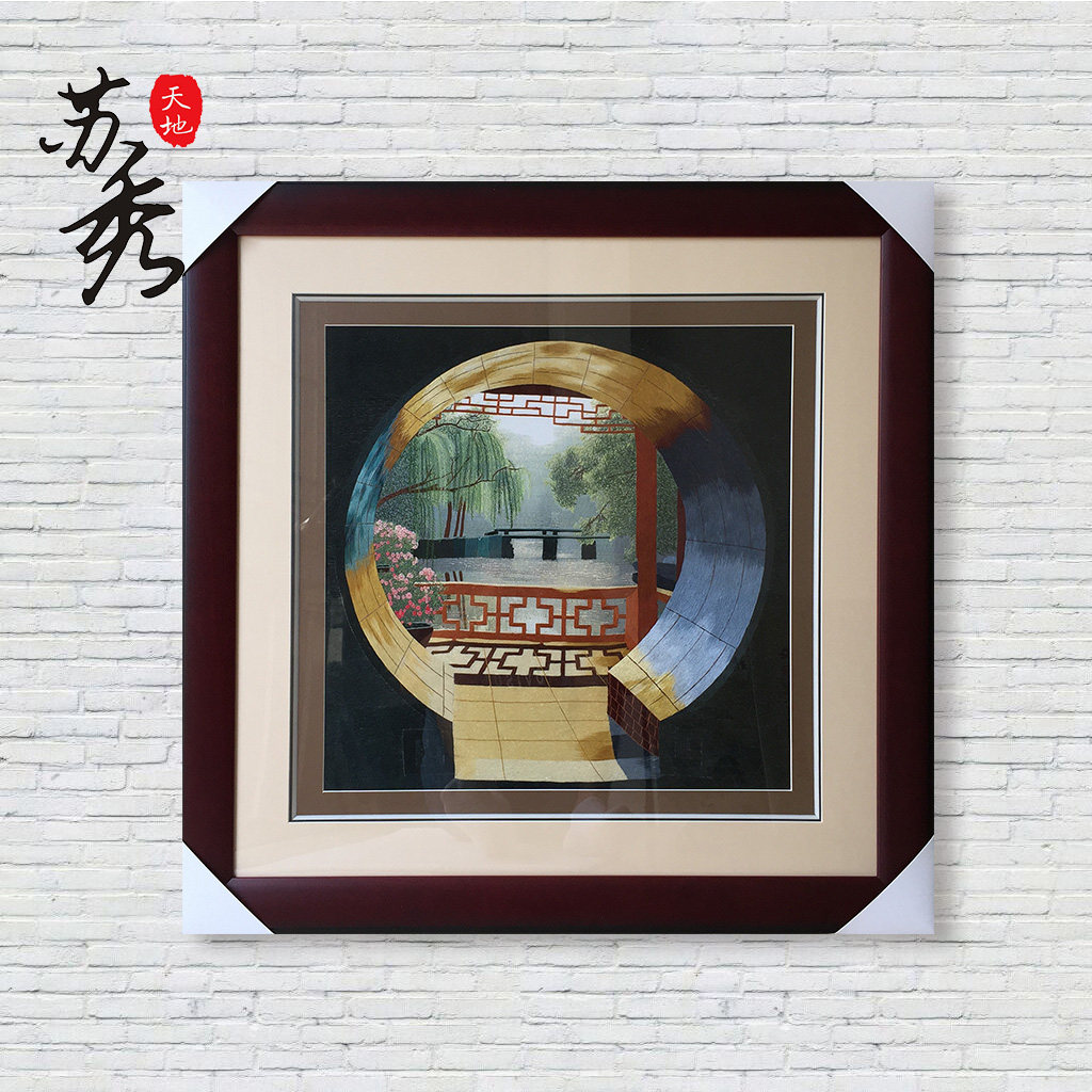 苏秀天地 苏绣刺绣手工苏州特色传统工艺品苏绣拱门苏州园林苏绣