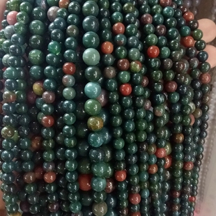 无优化 天然印度鸡血石散珠子圆珠6-12mm diy饰品配件半成品