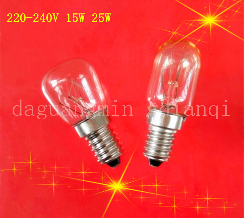 E14 螺口钨丝灯泡220V-240V7W10W15W25W冰箱微波炉抽油烟机盐灯