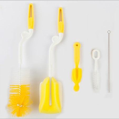 5件套装奶瓶刷子尼龙海棉奶嘴刷吸管刷母婴用品360度旋转 包邮