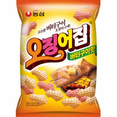 韩国进口食品 零食 韩国农心鱿鱼片 鱿鱼虾条 农心膨化 83克