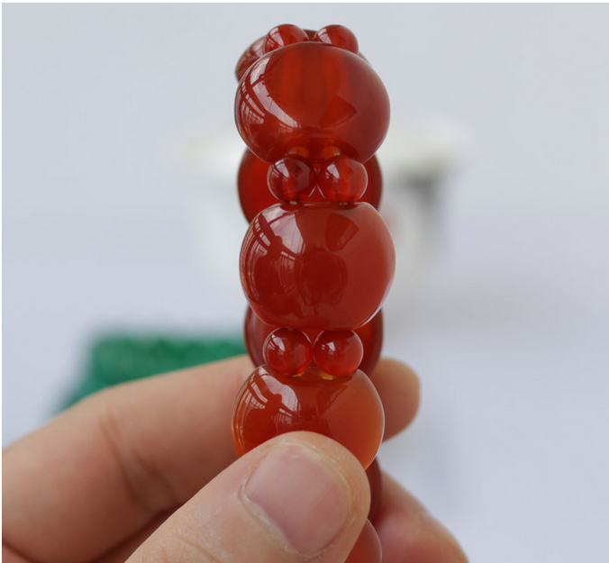 流行时尚全新天然水晶巴西红玛瑙手链 血红玉髓玛瑙手排 5a特级料