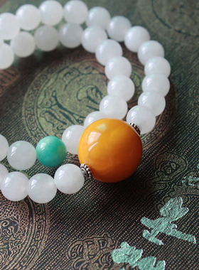 推荐一朵时光 老料和田玉羊脂白玉手链『聊将锦瑟记流年』