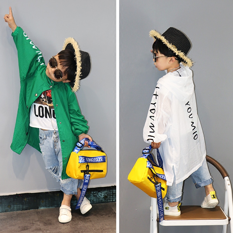 儿童中长款防晒衣2022夏季新款男童薄款透气外套空调衫皮肤衣韩版
