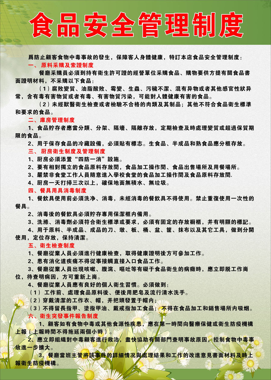 750海报印制展板写真喷绘661酒店餐厅食品安全管理制度挂图