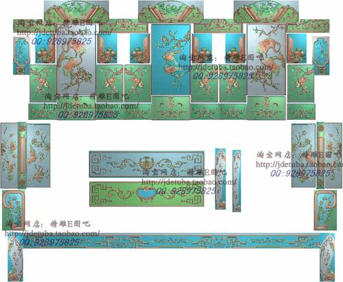 包邮高清设计素材木雕素材精雕图灰度图精品新款大富豪沙发花鸟