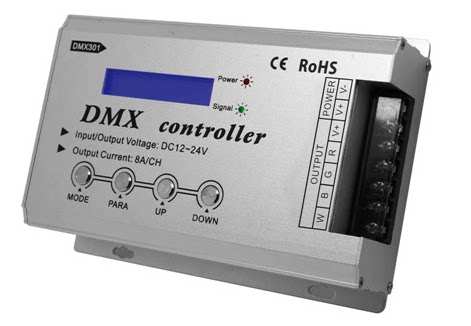 【摩根】带LED显示低压DMX控制器 多模式LED控制器 解码器 DMX301