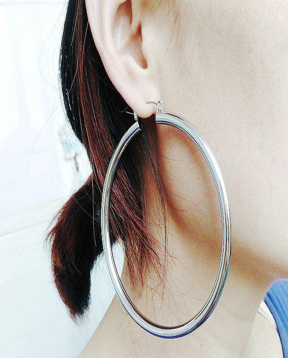 走秀表演模特夜店盛会潮流时尚女耳坠韩国耳钉夸张大圆圈耳环新品