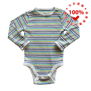 正品OLD NAVY美国老海军蓝系条纹婴儿哈衣三角爬服纯棉新生儿宝宝