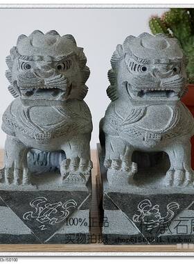 墓地陵园祭祀小狮子香炉花瓶石雕青石狮子镇宅家用石狮子摆件一对