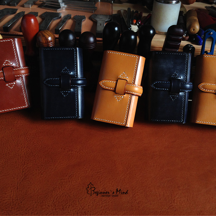 岩屋手造头层牛皮钥匙包卡包钱包钥匙排原色黑色简约简约中性款