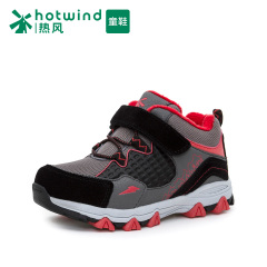 Hot winter plus fleece warm shoes boys ' athletic shoes Velcro flat running shoes men H11B5406