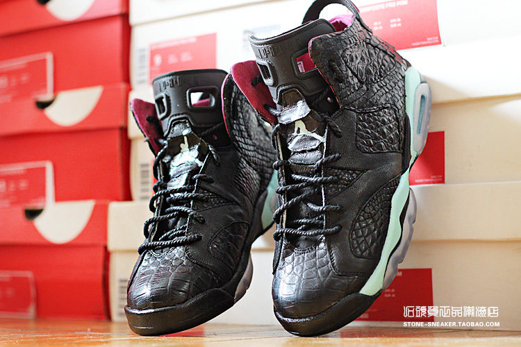 STY custom客制换皮 air jordan 6 黑粉椰子 鳄鱼蟒蛇纹