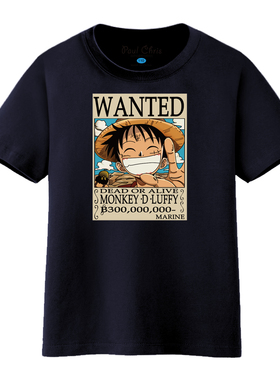 童装儿童衣服男童中大童短袖T恤 海贼王路飞 宝宝夏季纯棉上衣
