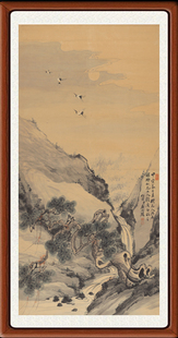 装饰画国画字画客厅非纯手绘十品花鸟画挂画屈兆麟松鹤延年赠装裱