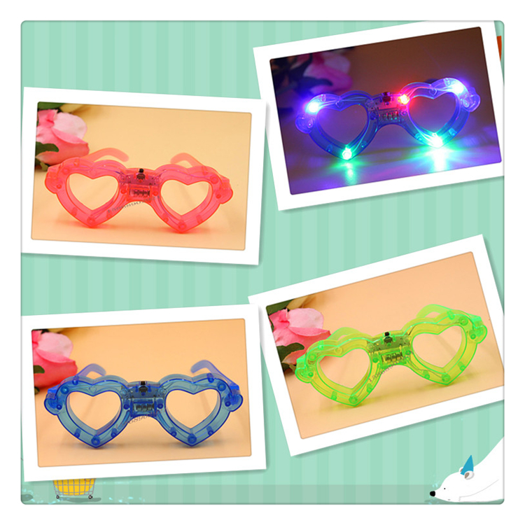新年小礼物 闪光眼镜 爱心系列发光眼镜 卡通派对装饰品