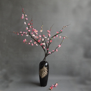 单枝落地仿真梅花绢花干枝腊梅假花插花客厅摆设婚庆花艺装 饰促销