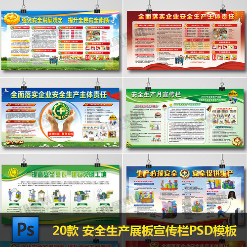 安全生产展板宣传栏PSD设计素材模板消防煤矿制度知识ps源文件