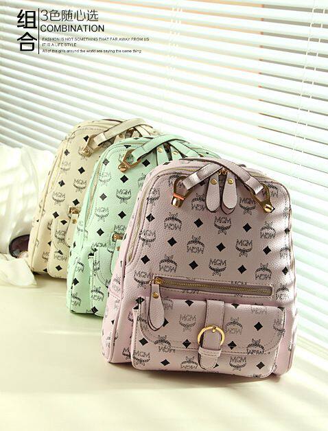 包邮爆款2019新款mgm女包春夏季清新韩版背包冰淇淋色糖果色双肩