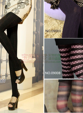 3双包邮 宝娜斯棉提花踩脚裤袜09001秋冬打底袜09003麻花袜09008