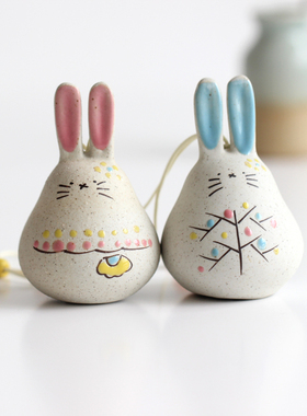 小清新长耳兔手工陶瓷摆挂件时尚流行可爱萌家居装饰学生朋友礼物