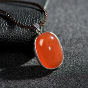 Thai natural red agate necklace pendant vintage ethnic female accessories wind clavicle silver necklace jewelry