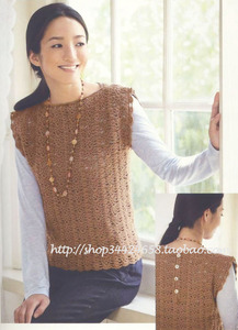 定制 时尚一字领纯手工勾花上衣套衫背心 编织毛衣女装 针织衫972