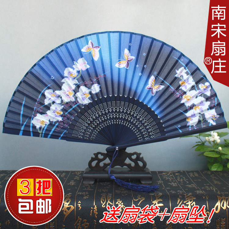 扇子折扇女式中国风扇子和风扇子女扇棉布扇工艺扇子送老外礼品扇