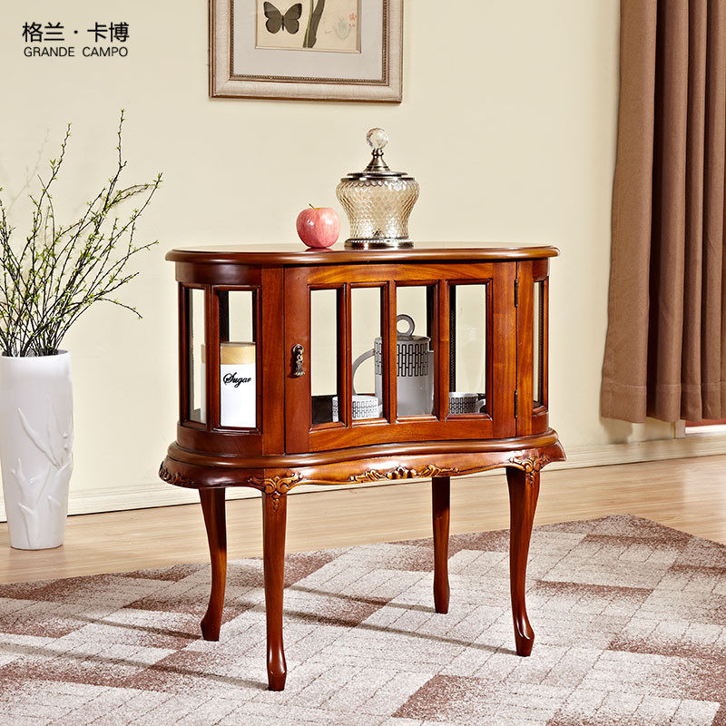 格兰卡博美式小型玻璃柜欧式腰果弧形展示柜沙发边角柜角落柜酒柜在类目 住宅家具, 柜类, 酒柜中 - 来自Buy2taobao.com提供专业的淘宝代购服务