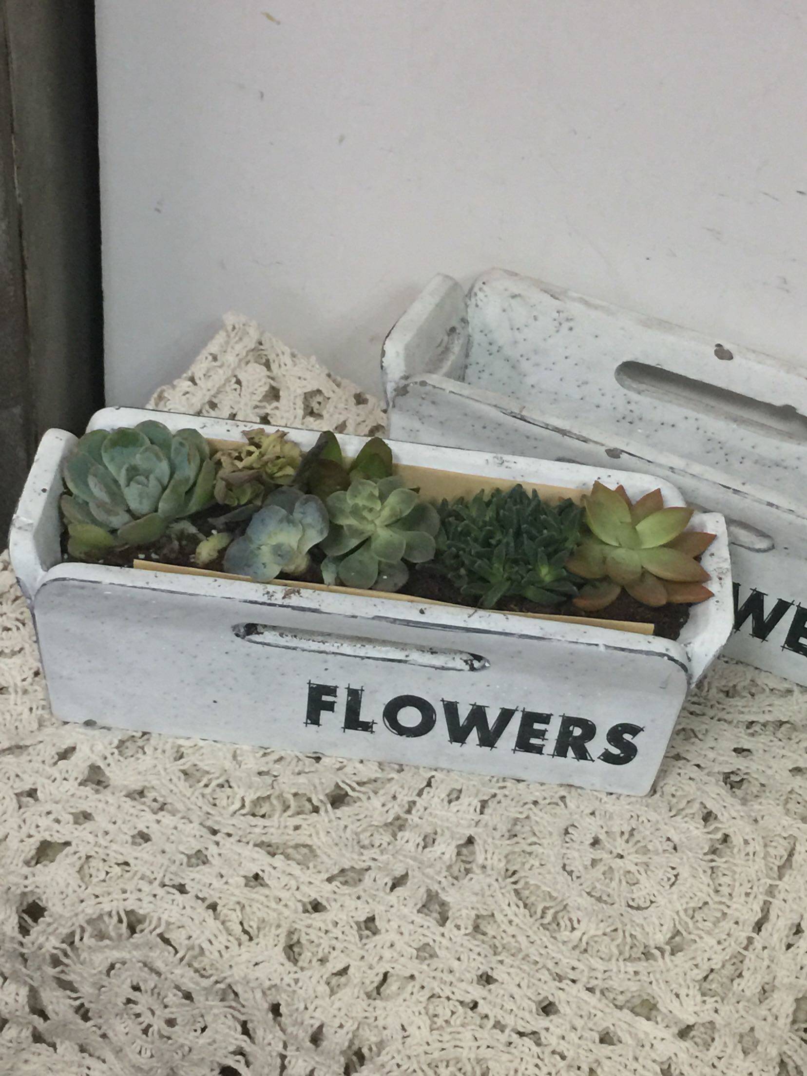 乡村土陶粗犷风格仿纸盒陶瓷花盆多肉植物种植花盆花器包邮