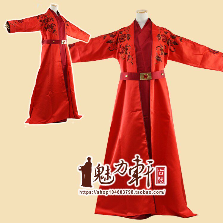 中式婚礼男士服装/新郎喜服/古代婚服汉室婚礼/男士小袖礼服影视
